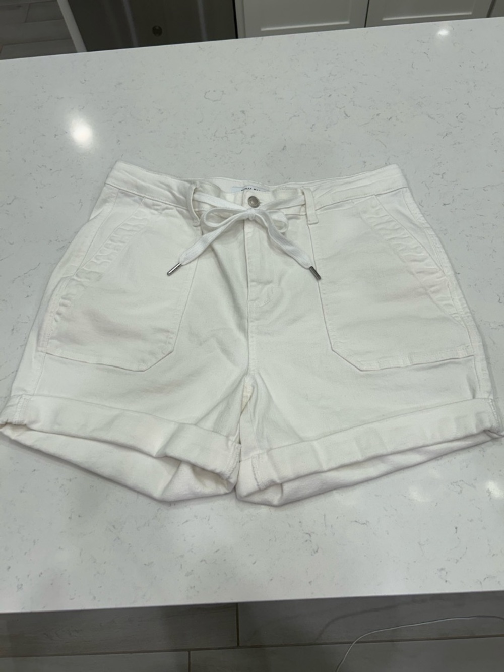 Judy Blue Cream High-Waist Drawstring Pocket Shorts